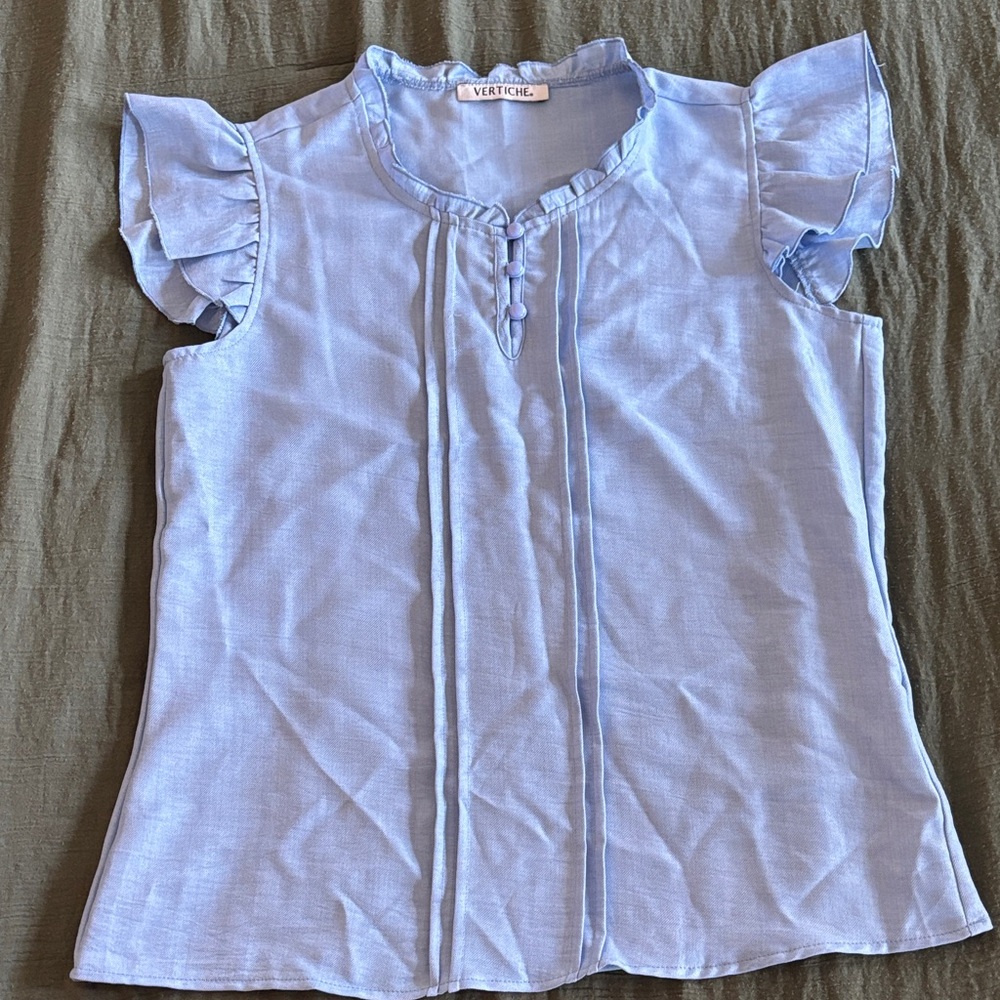 Light Blue Ruffle Sleeve Top